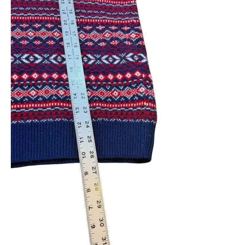 Vineyard Vines Fair Isle Sweater Men's Size Medium Red Blue Wool Alpaca Crewneck